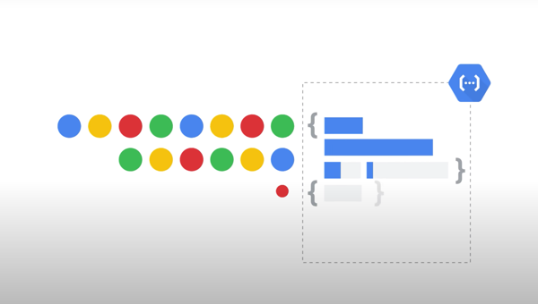 Miniatura abstrata com pontos coloridos e ícone do produto Cloud Functions