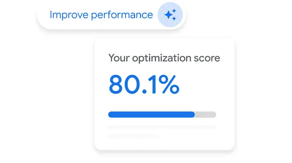 UI shows an optimization score and improve performance button.