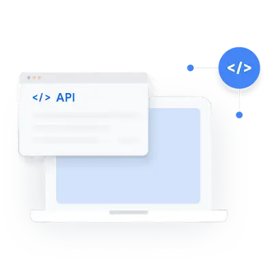 Илустрација лаптопа са иконама API кода око њега.