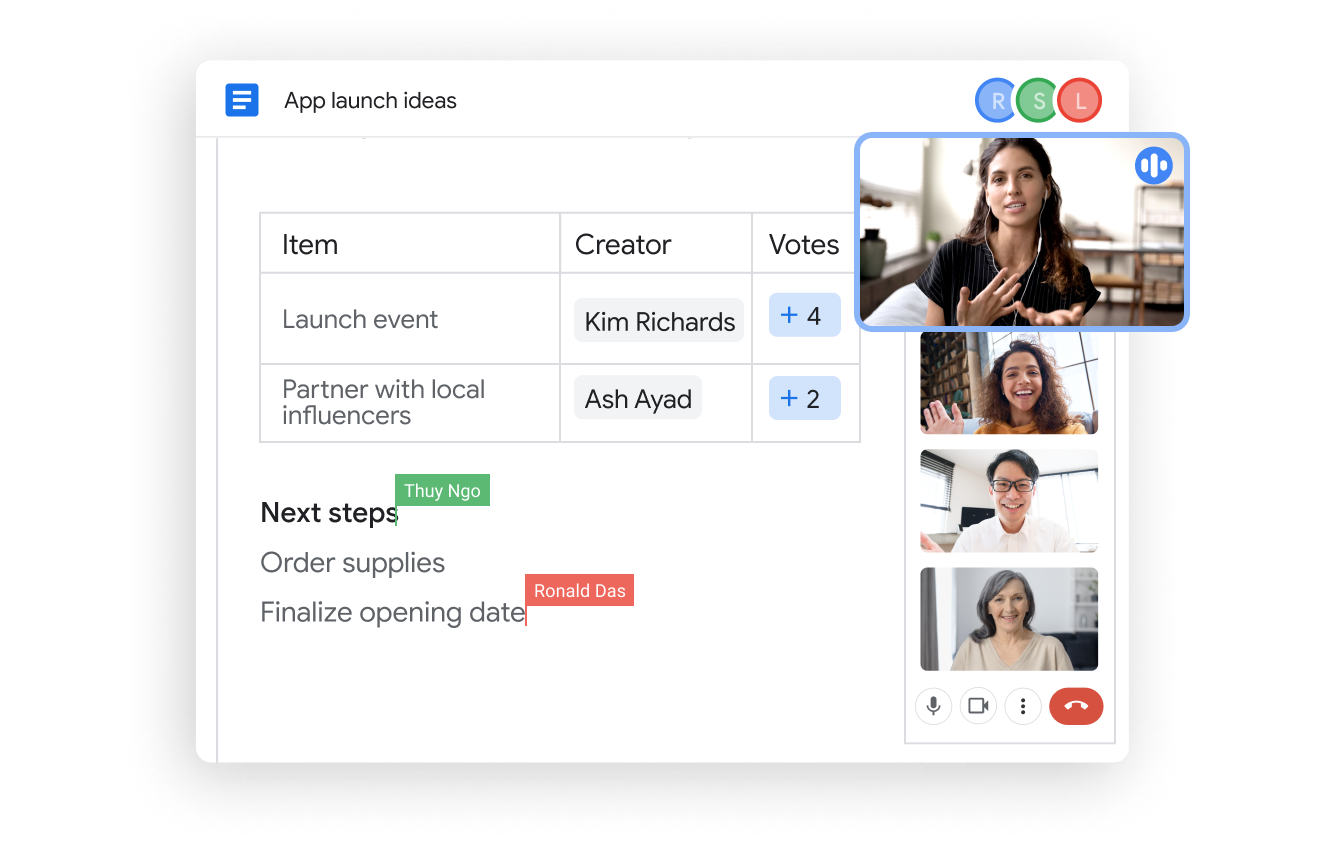ממשק המשתמש של Docs ו-Meet ב-Google Workspace עוזר לצוות להשלים יותר משימות