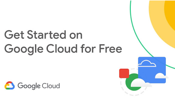 Promotional slide with black text reading ‘Get started on Google Cloud for free’