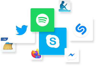 Several app icons including Twitter and Spotify.