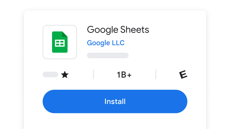 Installation screen for Google Sheets