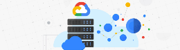 Google Cloud logo with an illustration of a server