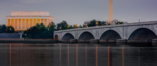 The Arlington Memorial Bridge in Washington DC with Lincoln Memorial in the background.