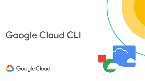 white background with yellow sun shape in right corner - with text that says google cloud cli