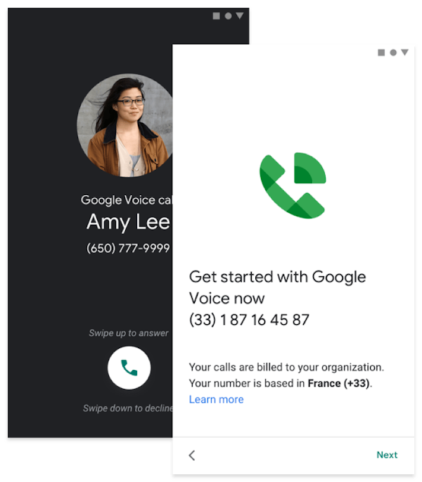 Voice mobile UI featuring organization specific information 