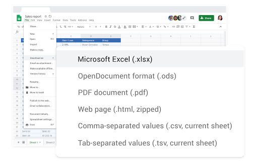 スプレッドシート と Excel の連携