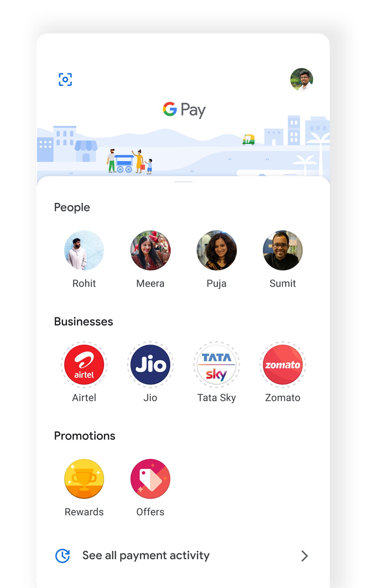 Google Pay app home screen