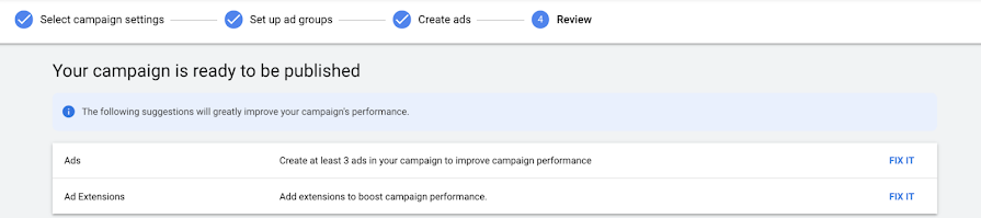 Screenshot of campaign review