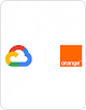 Google Cloud-Logo und Orange-Logo