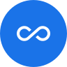 Blue circle with the infinity symbol in the center