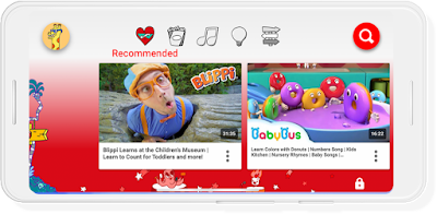 A Google phone screen showing YouTube for Kids.