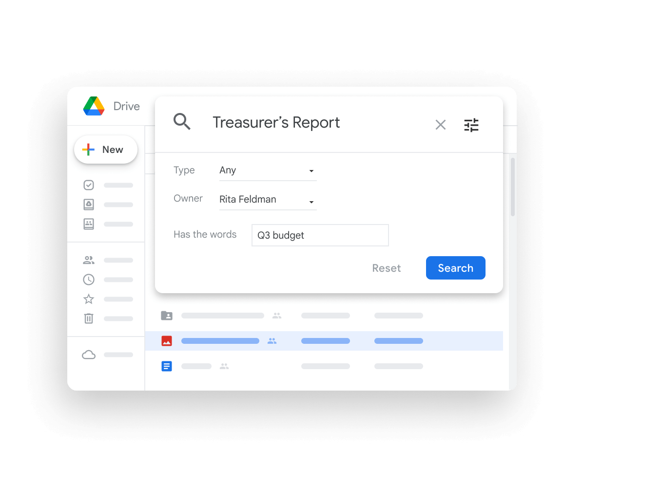 Google Workspace Interface graphic - Drive search