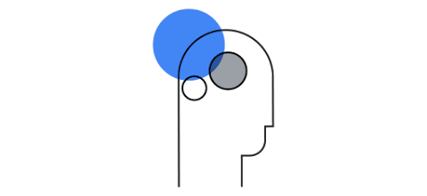 Ilustración de la cabeza de una persona con círculos alrededor del cerebro