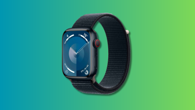 Apple Watch Series 9 on a teal and green gradient background.