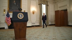 US President Joe Biden arriving to speak