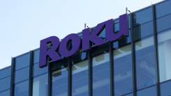 outside of a roku building with logo on side