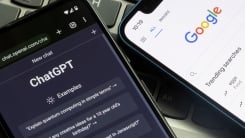 chat gpt and google on separate smartphones