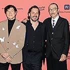 Ron Mael, Russell Mael, Edgar Wright, and Sparks at an event for The Sparks Brothers (2021)