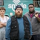 Nick Frost, Colin Hutton, Samson Kayo, and Emma D'Arcy in Truth Seekers (2020)