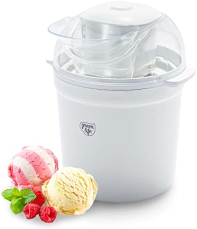 GreenLife 1.5QT Electric Ice Cream, Frozen Yogurt and Sorbet Maker with Mixing Paddle, Dishwasher Safe Parts, Easy one Switch, BPA-Free, White