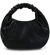 Pettata Chic Top Handle Bag for Women Small Ruched Hobo Handbag Soft Faux Leather Tote Bags Purse