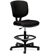 HON Stool, Black Volt Fabric Office Chair Sit-to-Stand Seating, Foot Ring, 250lb Max Weight with ...