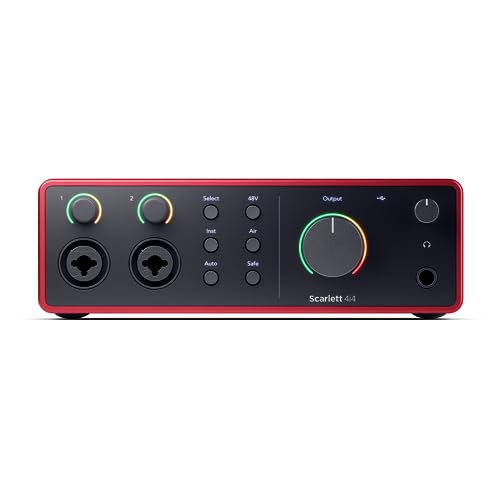 Focusrite Scarlett 4i4 4th Gen USB Audio Interface, for Musicians, Songwriters, Guitarists, Content Creators — High-Fidelity, Studio Quality Recording, and All the Software You Need to Record
