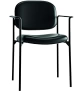 HON Scatter Guest Chair with Arms- Leather Stacking Office Furniture , Black (VL616)