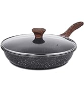 SENSARTE Nonstick Frying Pan Skillet with Lid, Swiss Granite Coating Omelette Pan with Cover, Hea...