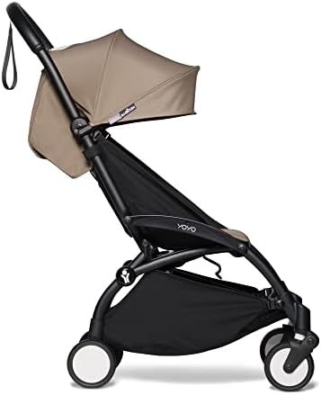 BABYZEN YOYO2 Stroller - Lightweight & Compact - Includes Black Frame, Taupe Seat Cushion + Matching Canopy - Suitable for Children Up to 48.5 Lbs