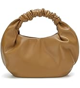 Pettata Chic Top Handle Bag for Women Small Ruched Hobo Handbag Soft Faux Leather Tote Bags Purse