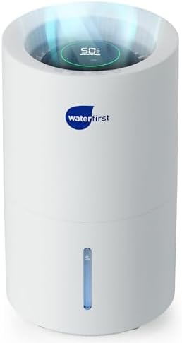 WaterFirst® Humidifiers for Bedroom with Healthy Humidity, Top Fill Evaporative Humidifier, Filter & Ag+ Technology Keep Cleaner Moisture, No White Dust, No Mist without Wetting Surface