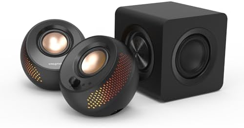 Creative Pebble X Plus 2.1 USB-C Computer Speakers with Subwoofer and Customizable RGB Lighting, Bluetooth 5.3, USB Audio, Up to 15W RMS Power for PC and Mac 