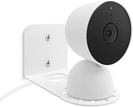 Metal Wall Mount Holder fits for Google Nest Indoor 2nd Generation Wired Security Cam, Flexible Installation Camera Shelf for Better View Angle Mount on Wall Deck,White