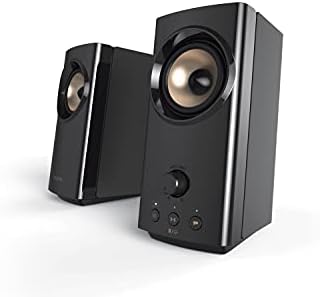 Creative T60 2.0 Compact Hi-Fi Desktop Speakers with Clear Dialog and Surround by Sound Blaster, USB-C Audio, Mic and Headset Ports, Bluetooth 5.0, Up to 60W Peak Power, for Computers and Laptops