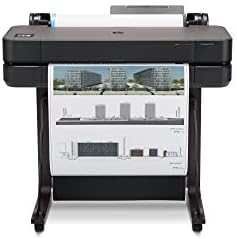 HP DesignJet T630 Large Format Wireless Plotter Color Printer - 24", with Auto Sheet Feeder, Media Bin & Stand (5HB09A),Black