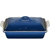 Le Creuset Olive Branch Collection Stoneware Heritage Covered Rectangular Casserole, 4 qt., Marse...