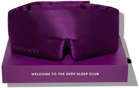 DROWSY Silk Sleep Mask. Face-Hugging, Padded Silk Cocoon for Luxury Sleep in Total Darkness. (Purple Martini)