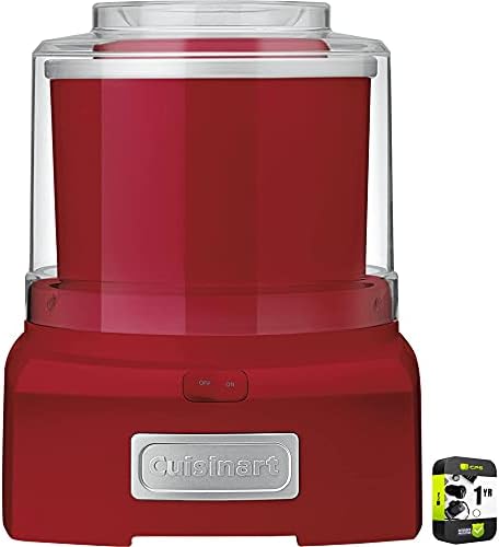 Cuisinart ICE-21R Frozen Yogurt-Ice Cream & Sorbet Maker Red Bundle with 1 YR CPS Enhanced Protection Pack