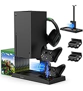 Vertical Cooling Stand for Xbox Series X Console - Dual Controller Charging Dock Station with 2 P...