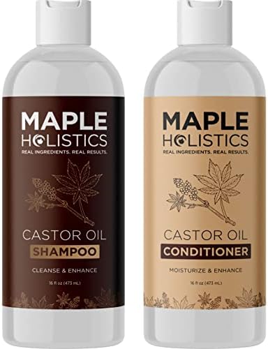 Castor Oil Shampoo and Conditioner Set - Jamaican Black Castor Oil Shampoo and Biotin Collagen Conditioner - Sulfate Free Shampoo and Conditioner for Fine Hair and Dry Scalp Care (Vanilla) -16 Fl Oz
