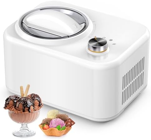 COWSAR 1 Quart Ice Cream Maker Machine with Built-in Compressor, Fully Automatic, No Pre-freezing, 1 Hour Keep-cooling, Easy to Clean