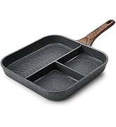 SENSARTE Nonstick Divided Grill Pan for Stove Tops, 3-Section Versatile Breakfast Grilling Pan, D...