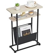 ZEXVIDA Narrow Small Side Table for Small Spaces - Slim End Table with Magazine Holder - 2 in 1 N...
