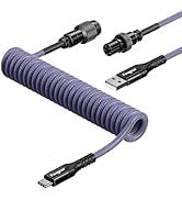 Fasgear Coiled USB C Keyboard Cable, 1.8m Type C to Type A Keyboard Cable with Metal Aviation Con...