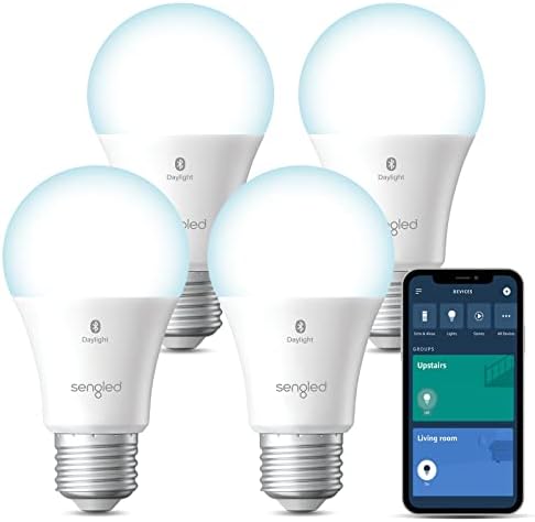Sengled Alexa Light Bulbs, 75W Equivalent, S1 Auto Pairing with Alexa Devices, Smart Light Bulb that Work with Alexa, Bluetooth Mesh Smart Home Lighting, ‎Daylight 5000K, No Hub Required, 4-Pack