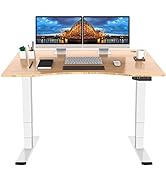 FLEXISPOT Pro Bamboo 3 Stages Dual Motor Electric Standing Desk 55x28 Inch Bamboo Contour Whole-P...
