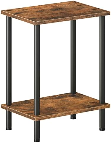 HOOBRO End Table, Small Side Table, Nightstand with 2-Layer Storage Shelves, Sofa Table for Small Spaces, Living Room, Bedroom, Stable Frame, Easy Assembly, Rustic Brown BF09BZ01